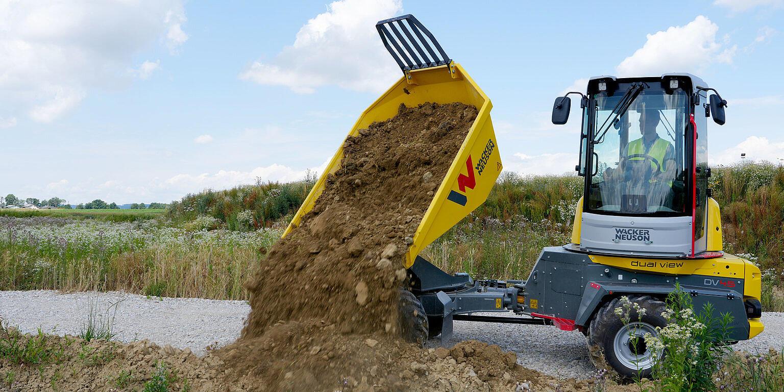 dumper with swivel seat on construction site